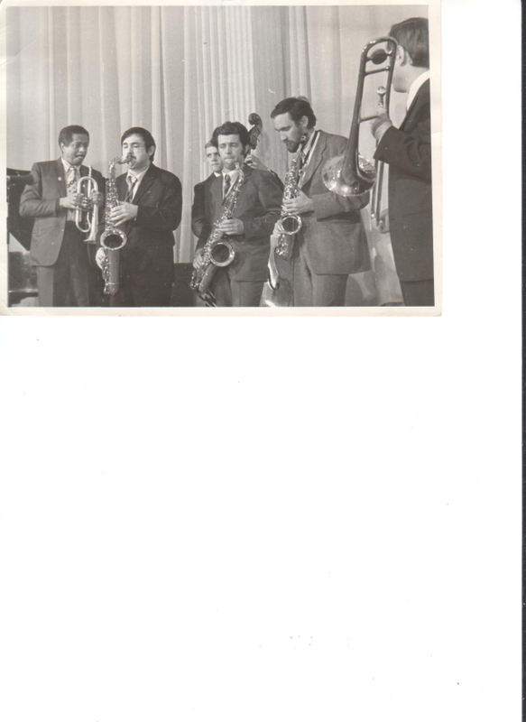 Vlad with the members of the Duke Ellington Orchestra and local musicians in a jam session.